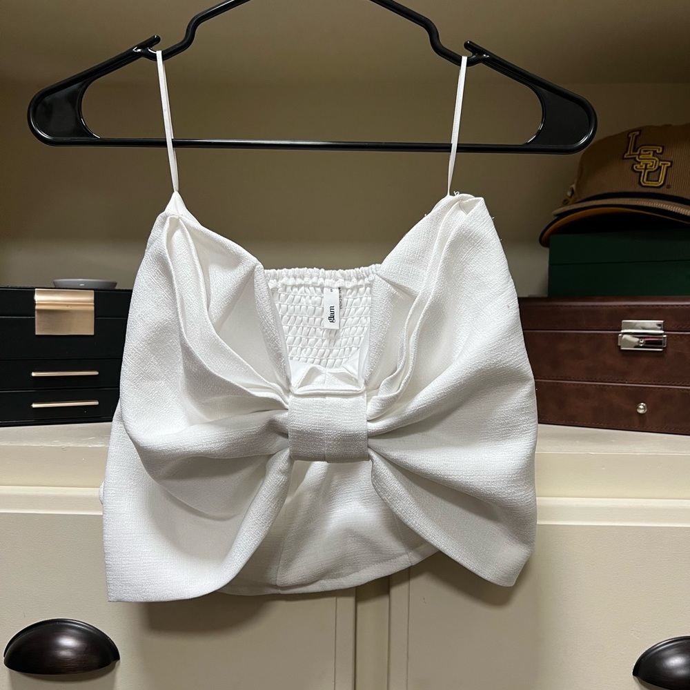 Glam White Bow Camisole Top